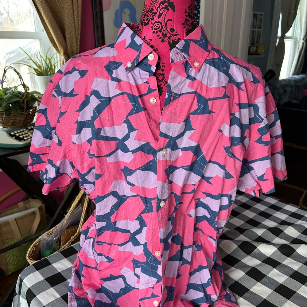 Bonobos Pink and Blue Geometric Men's Shirt